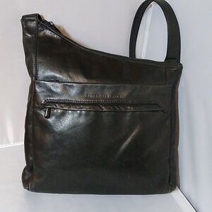 Derek Alexander brand black leather crossbody purse